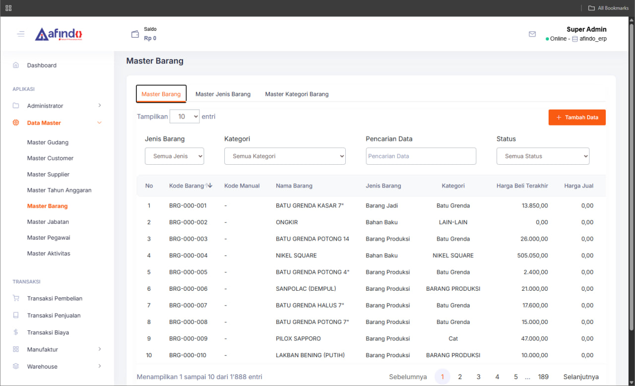Screenshot ERP MANUFAKTUR TERINTEGRASI