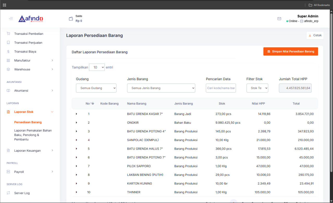 Screenshot ERP MANUFAKTUR TERINTEGRASI