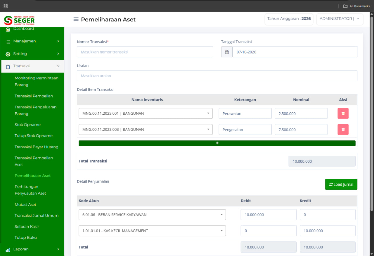 Screenshot INTEGRATED BUSINESS MANAGEMENT SYSTEM