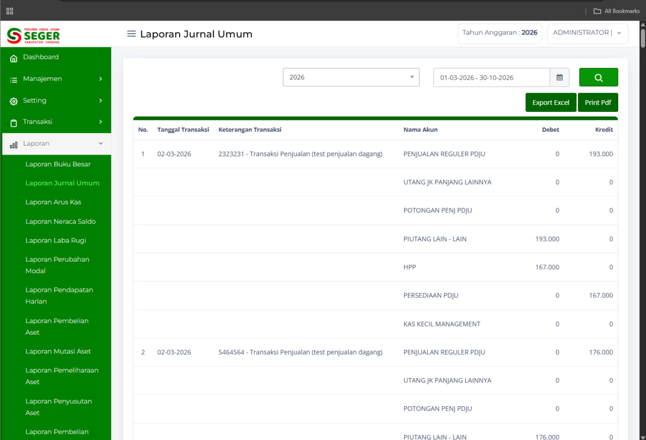 Screenshot INTEGRATED BUSINESS MANAGEMENT SYSTEM