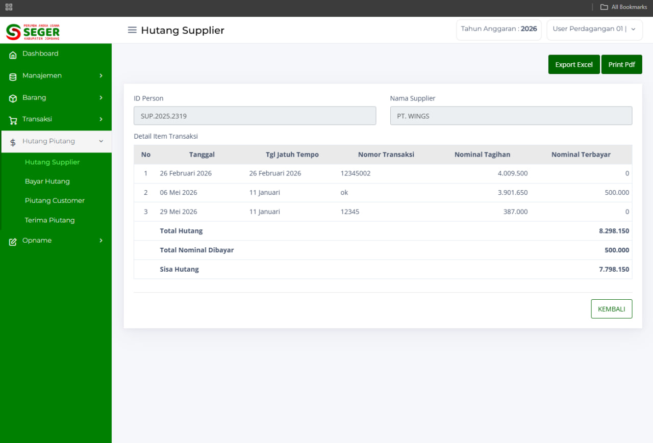 Screenshot INTEGRATED BUSINESS MANAGEMENT SYSTEM