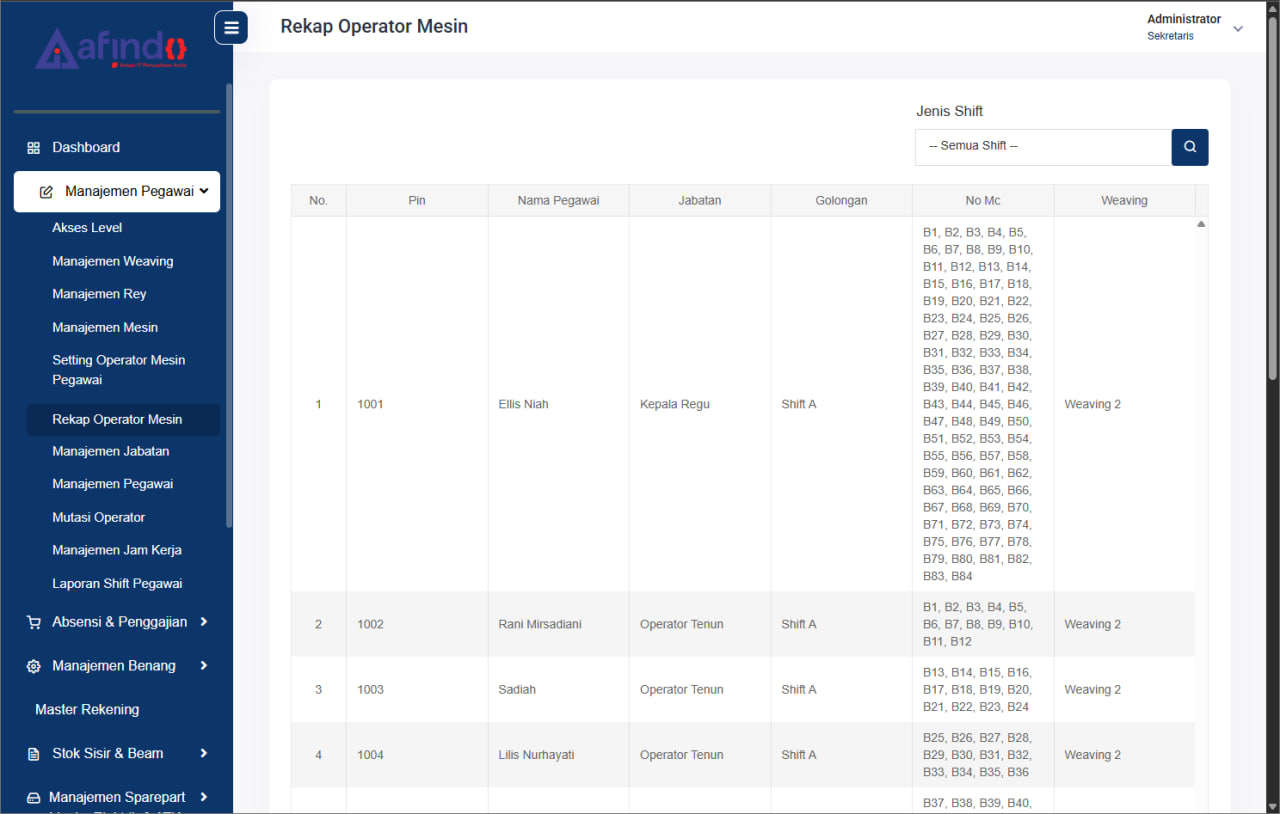 Screenshot ERP MANUFAKTUR TEKSTIL TERINTEGRASI