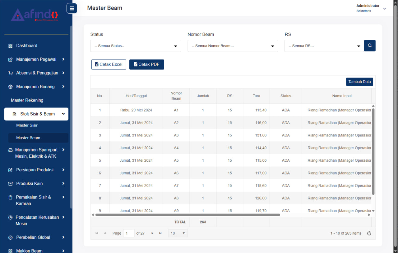 Screenshot ERP MANUFAKTUR TEKSTIL TERINTEGRASI
