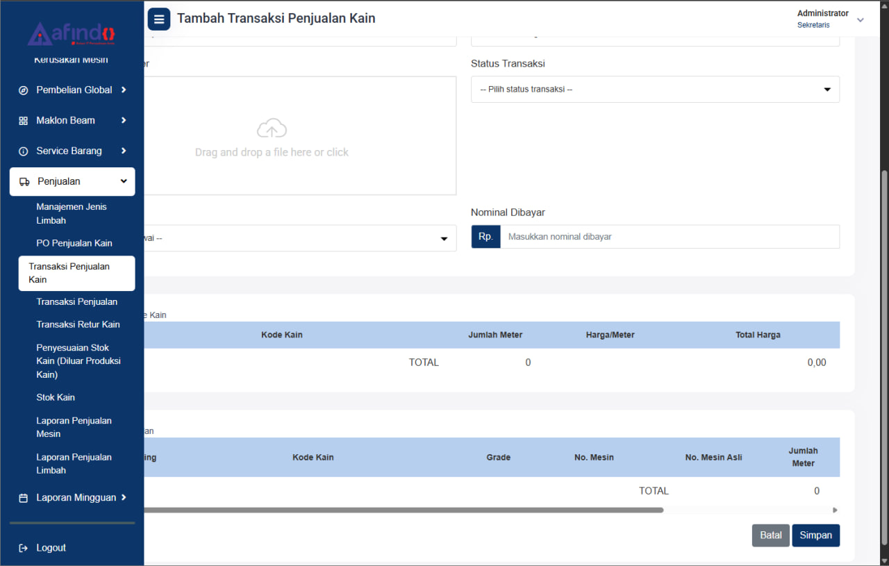 Screenshot ERP MANUFAKTUR TEKSTIL TERINTEGRASI