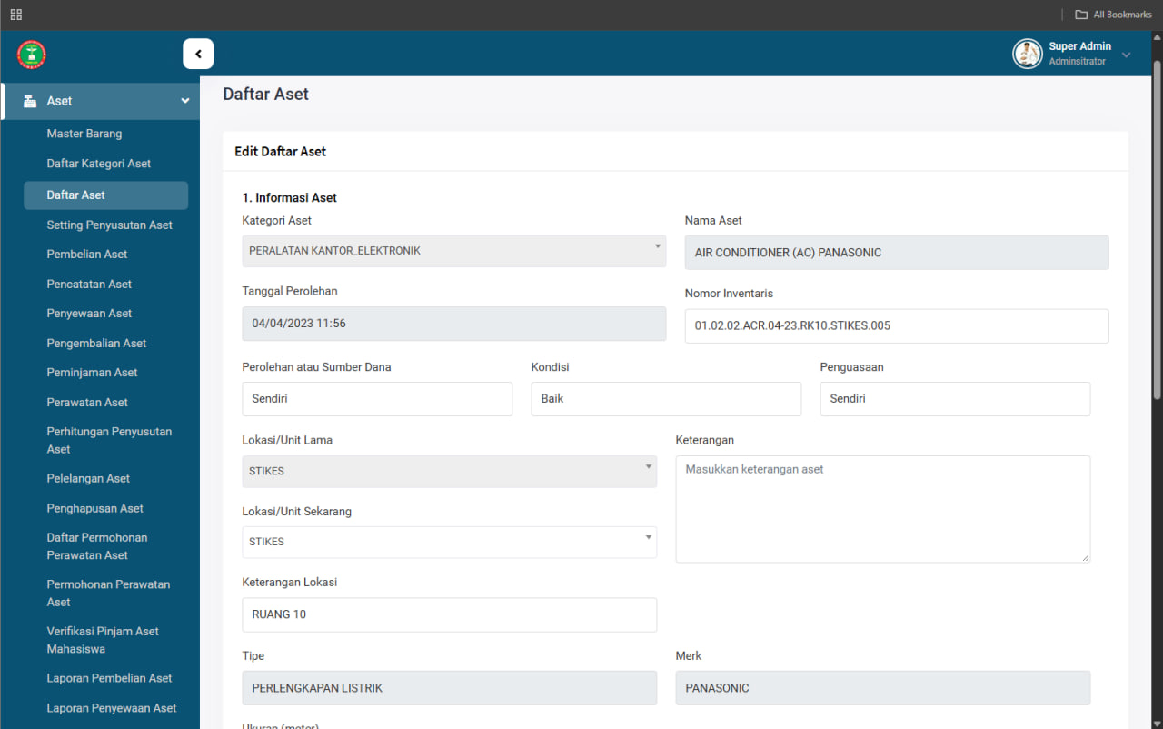 Screenshot ASSET MANAGEMENT SYSTEM (AMS)
