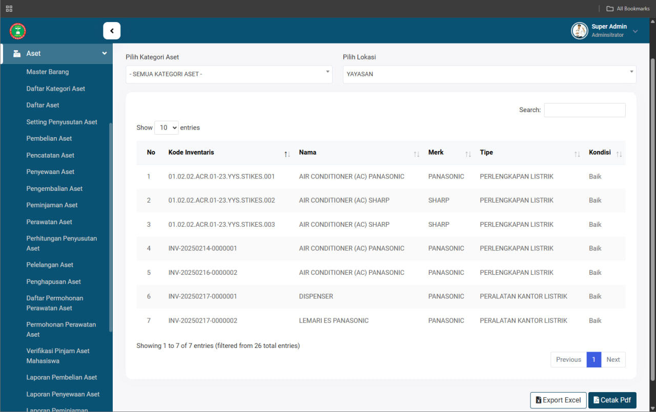 Screenshot ASSET MANAGEMENT SYSTEM (AMS)