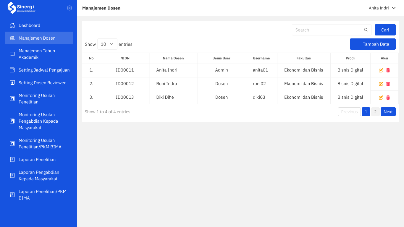 Screenshot SISTEM MANAJEMEN PENELITIAN