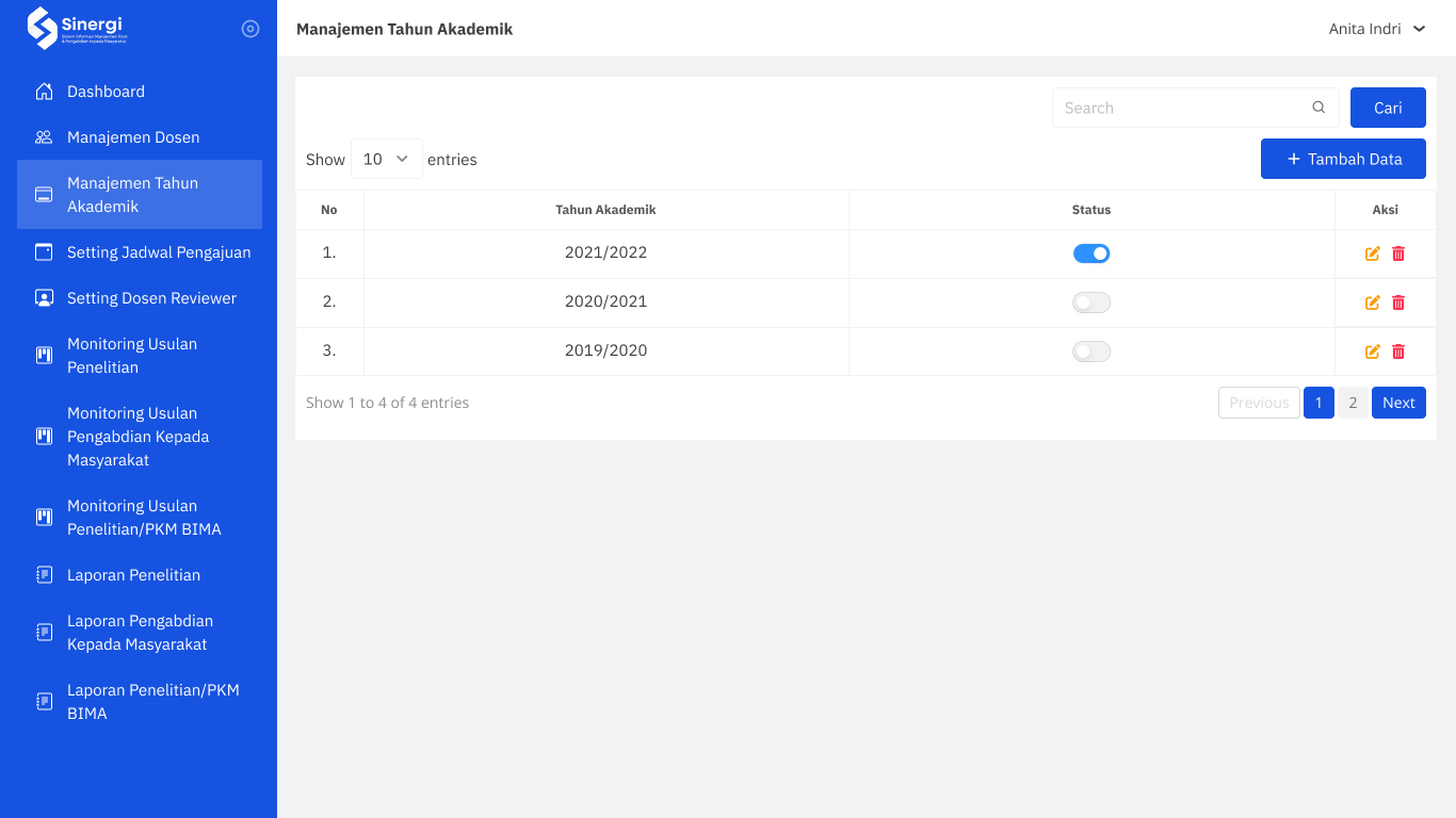 Screenshot SISTEM MANAJEMEN PENELITIAN