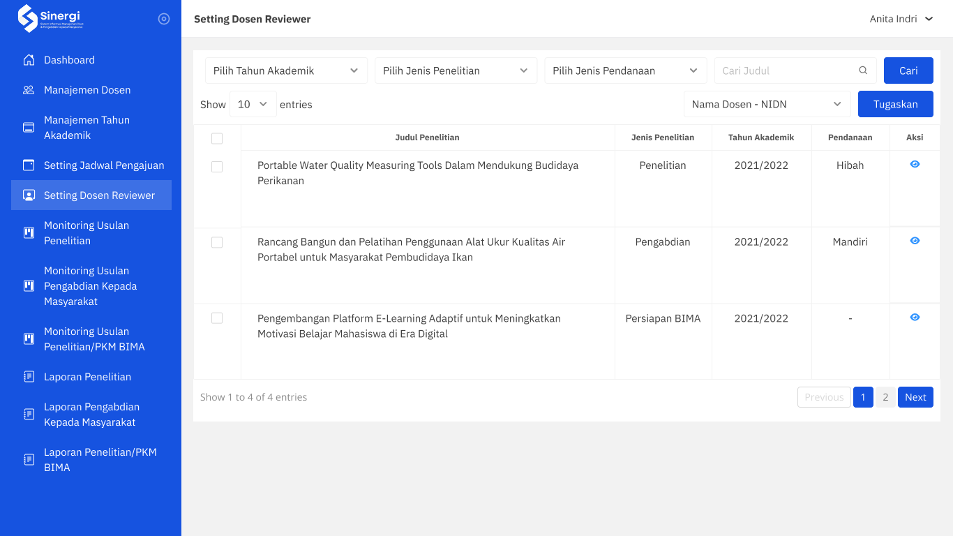 Screenshot SISTEM MANAJEMEN PENELITIAN