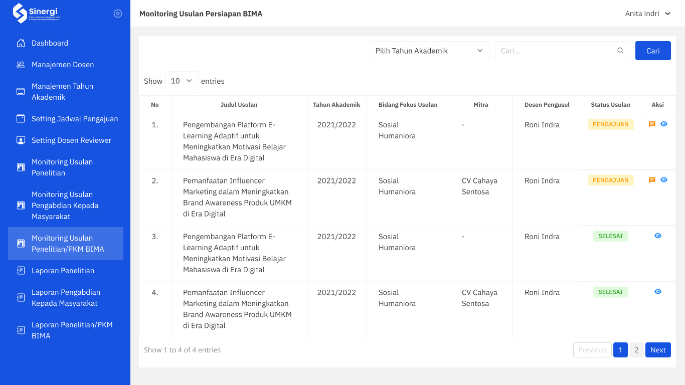Screenshot SISTEM MANAJEMEN PENELITIAN