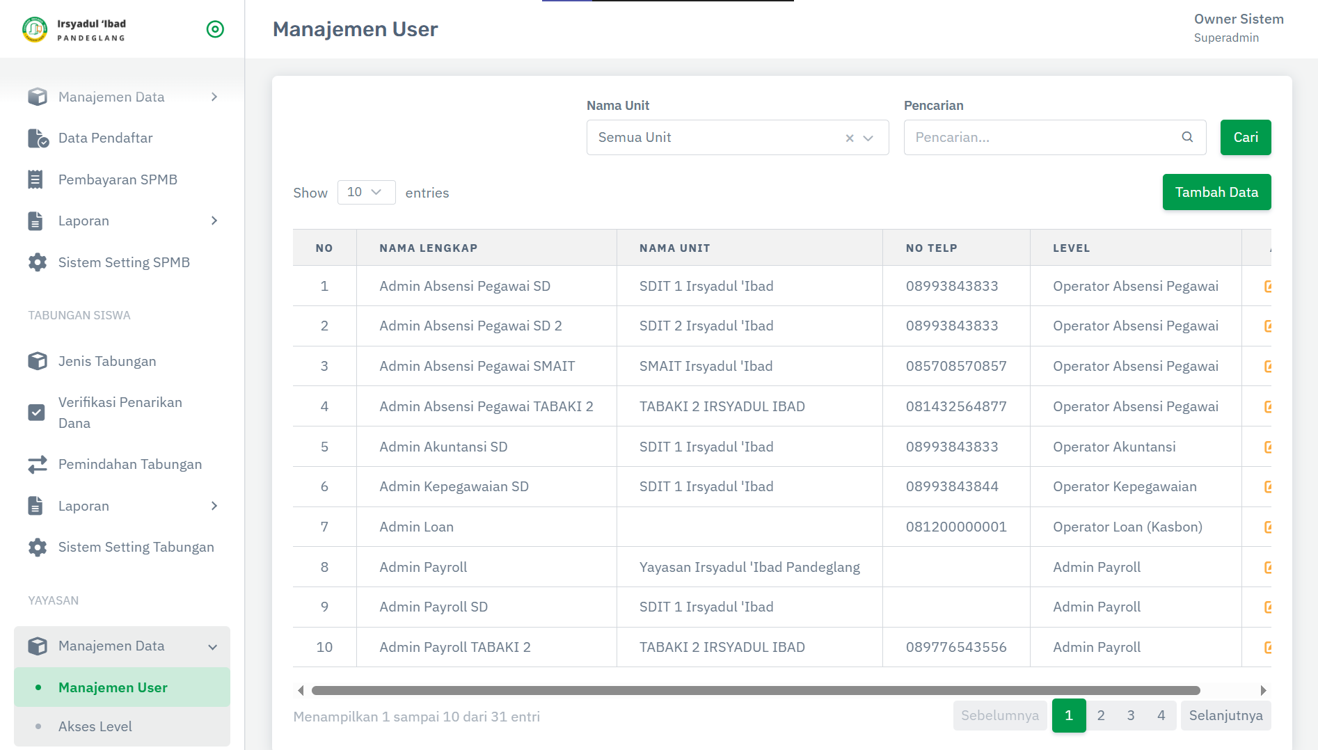 Screenshot SISTEM INFORMASI MANAJEMEN SEKOLAH TERINTEGRASI